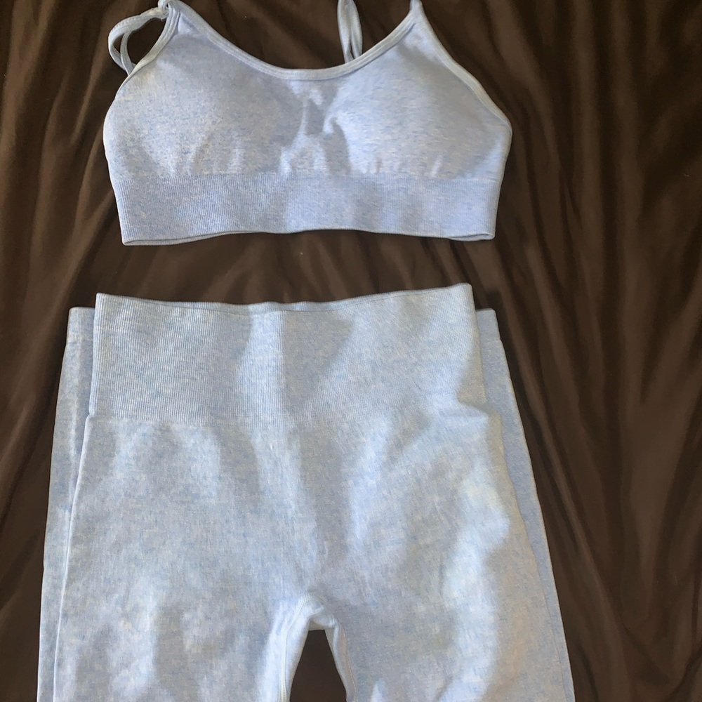 Blue two-piece workout set